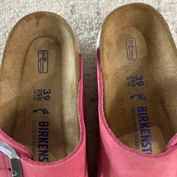 Arizona Birkenstocks Big Buckle Mauve Pink Leather Slip-on Slides Sandals 39 - Picture 7 of 10